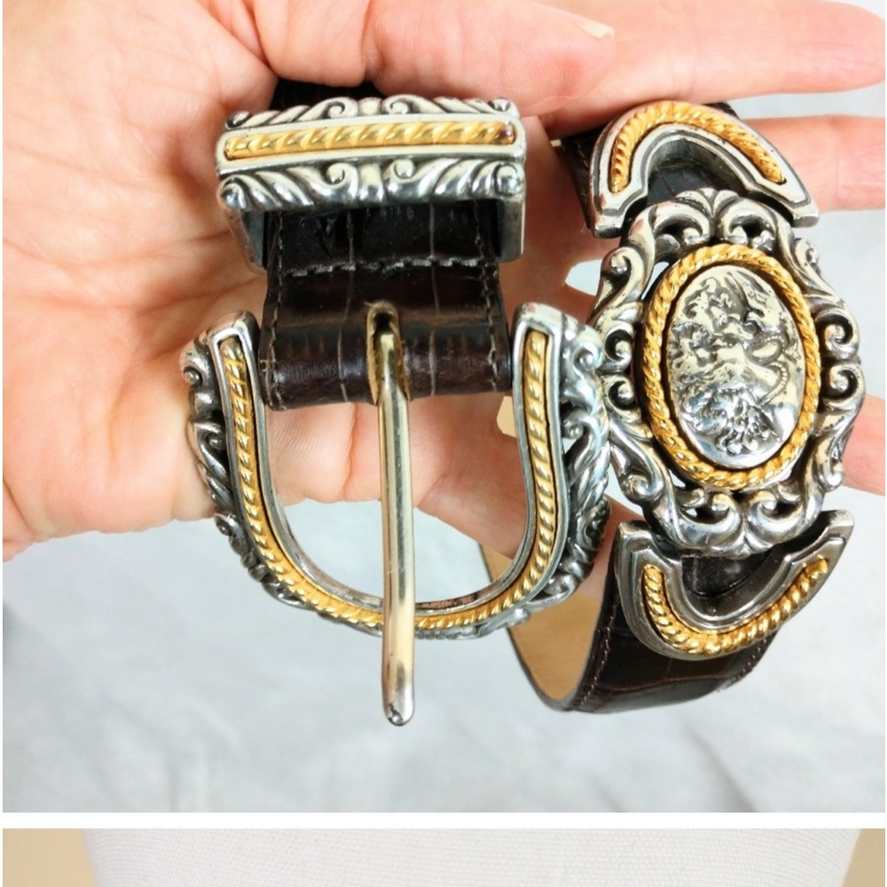NWT Brighton  Brown Croc Embossed Leather Belt